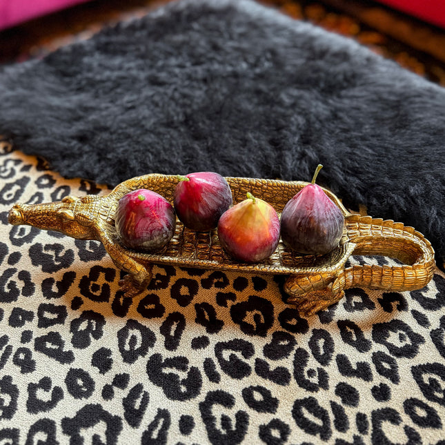 Medium Gold Crocodile Tray Decoration