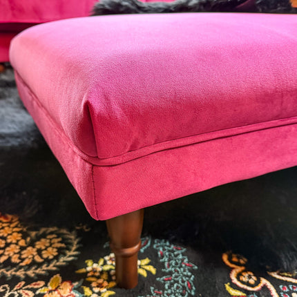 Albert Footstool in Plush Cerise Velvet