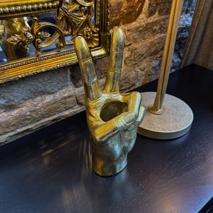Gold 'Peace' Sign Hand Vase