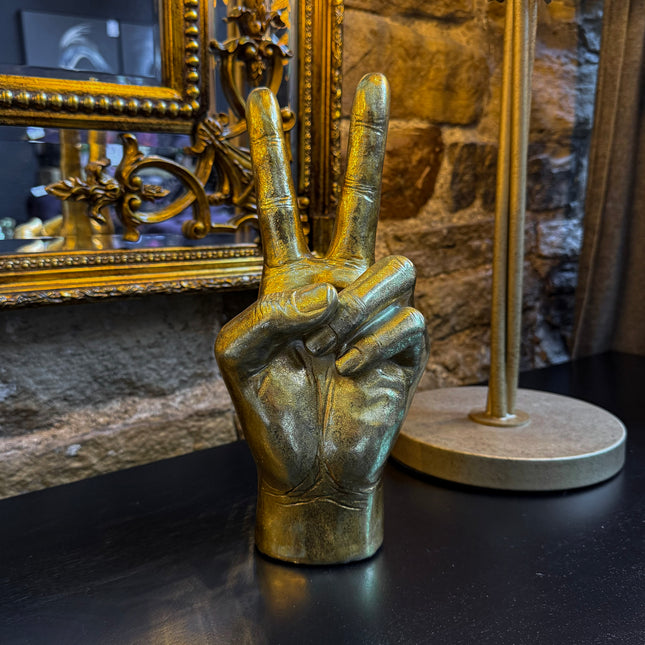 Gold 'Peace' Sign Hand Vase