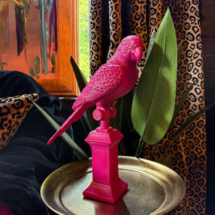 Parrot Statue on Pedestal - (Various Colours)