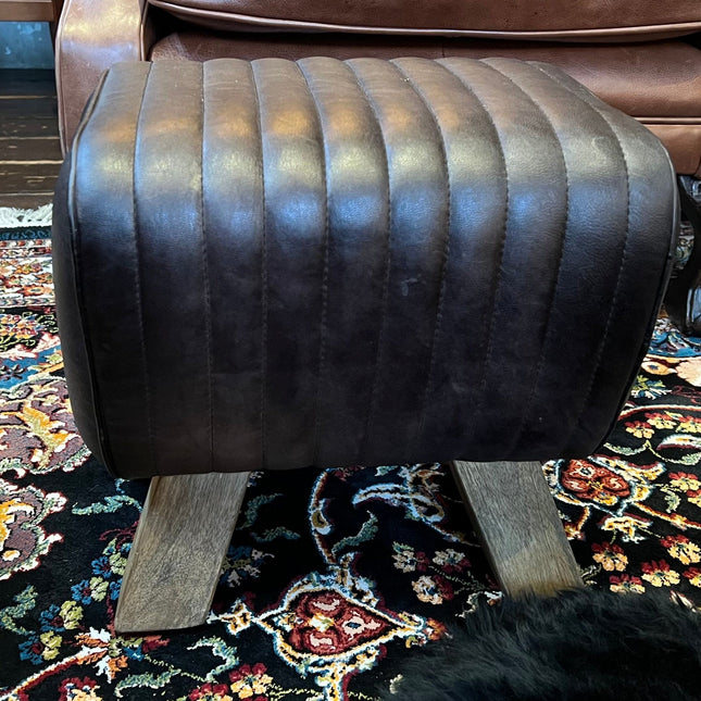 Footstool Black Leather Pommel Horse