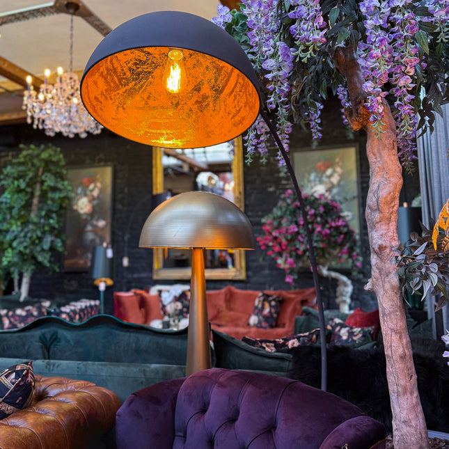 Industrial Dome Arc Floor Lamp Black and Gold - Clearance