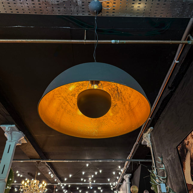 Industrial Dome Pendant Light Black and Gold - Clearance