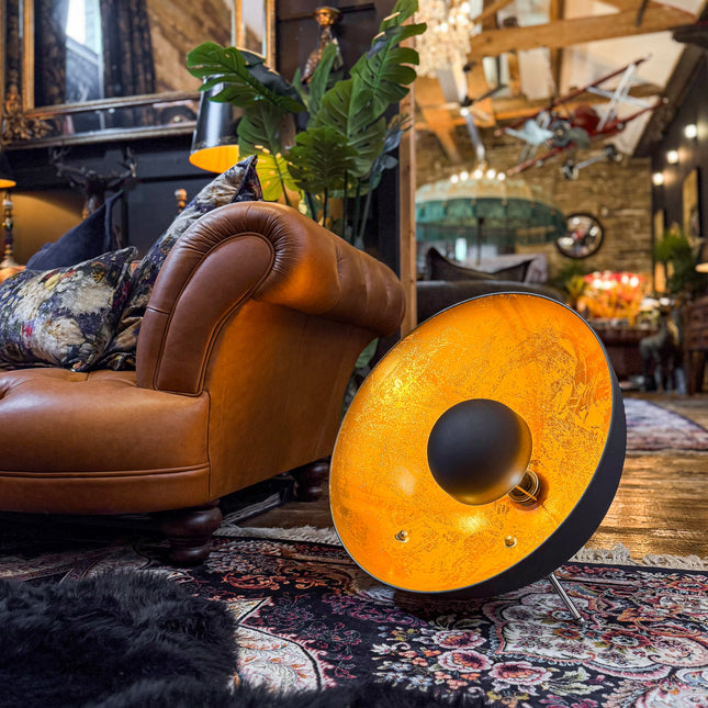 Industrial Floor Lamp Black and Gold