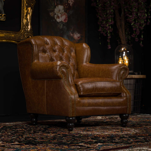 Bertie Studded Chesterfield Wing Chair