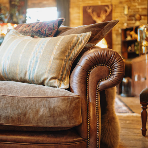 Kensington Tetrad Grand 4 Seater Sofa in Vintage Cinnamon & Austin Cumin Seed
