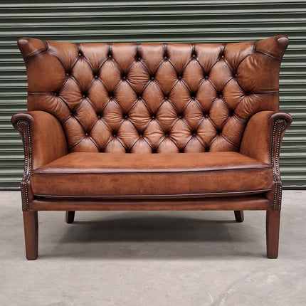 Kingsley 2 Seater Wingback in Hand Rubbed Leather - Ex Display