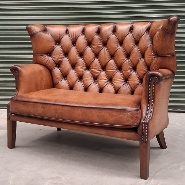 Kingsley 2 Seater Wingback in Hand Rubbed Leather - Ex Display