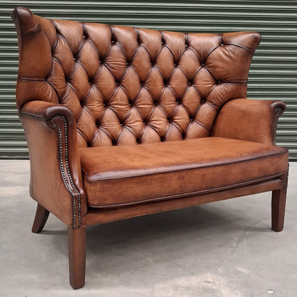 Kingsley 2 Seater Wingback in Hand Rubbed Leather - Ex Display
