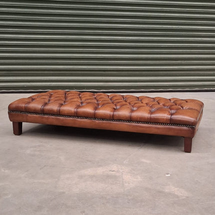 Kingsley Footstool in Hand Rubbed Leather - Ex Display