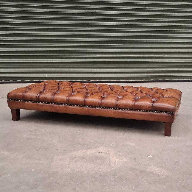 Kingsley Footstool in Hand Rubbed Leather - Ex Display