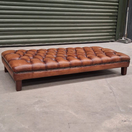 Kingsley Footstool in Hand Rubbed Leather - Ex Display