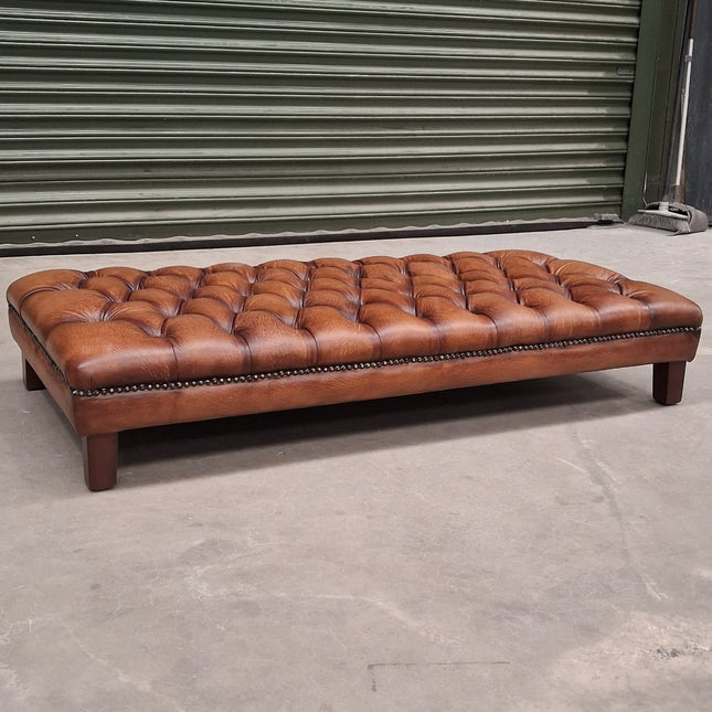Kingsley Footstool in Hand Rubbed Leather - Ex Display