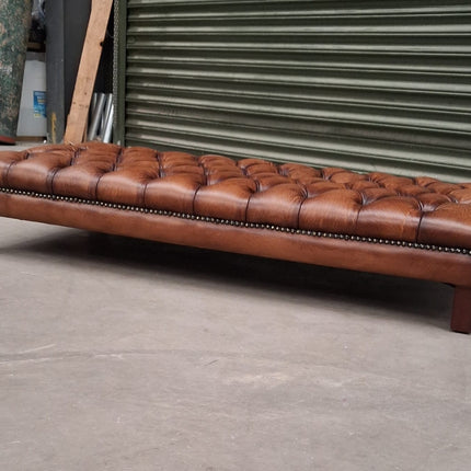 Kingsley Footstool in Hand Rubbed Leather - Ex Display