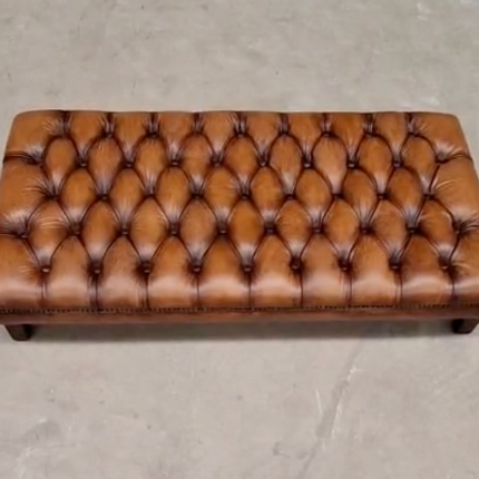 Kingsley Footstool in Hand Rubbed Leather - Ex Display