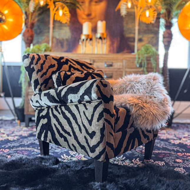 Knightsbridge Armchair in Zebra Cream Velvet