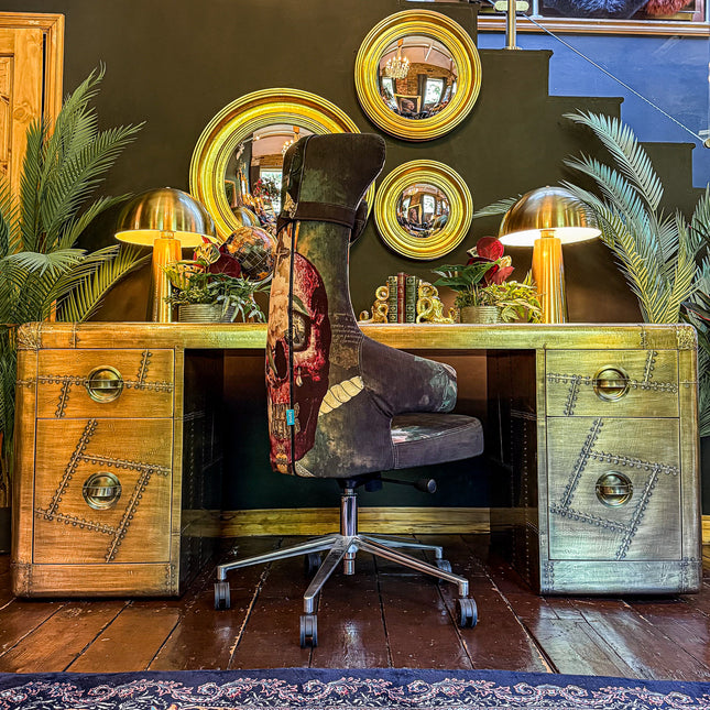 Timothy Aviator Desk with Antique Brass Finish