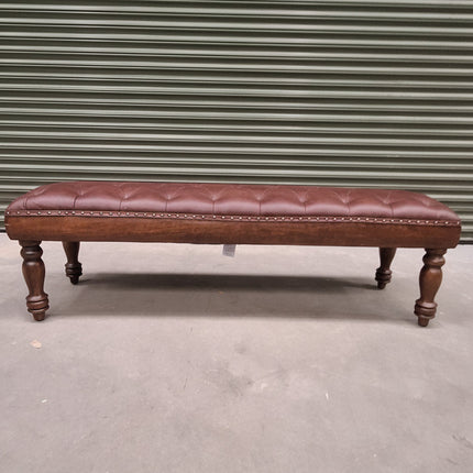 Kodu Dining Bench in Dark Brown Leather - Ex Display