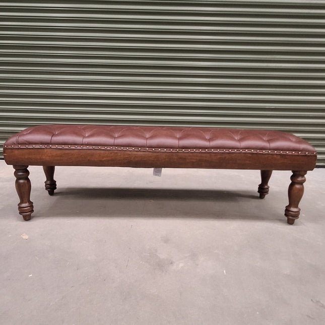 Kodu Dining Bench in Dark Brown Leather - Ex Display
