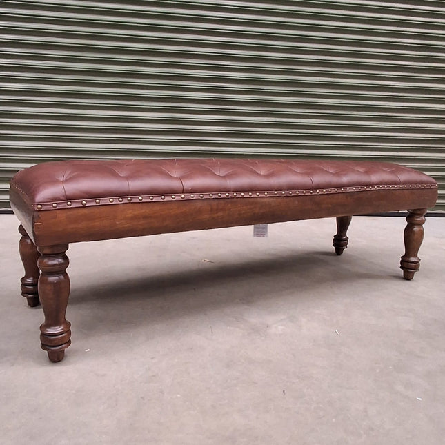 Kodu Dining Bench in Dark Brown Leather - Ex Display