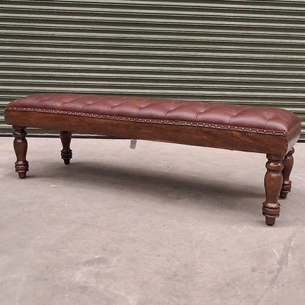 Kodu Dining Bench in Dark Brown Leather - Ex Display