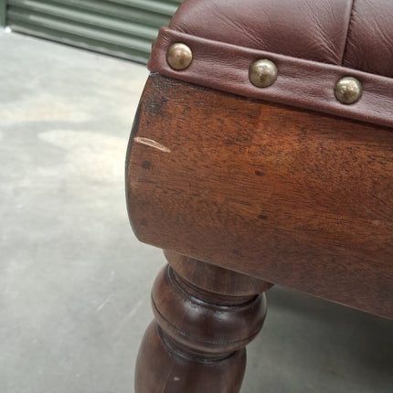Kodu Dining Bench in Dark Brown Leather - Ex Display