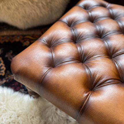 Kodu Leather Chesterfield Footstool - New