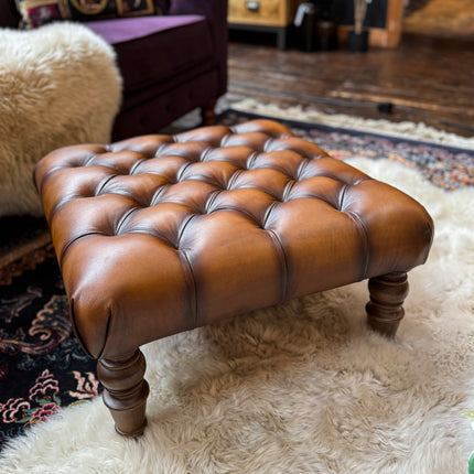 Kodu Leather Chesterfield Footstool - New
