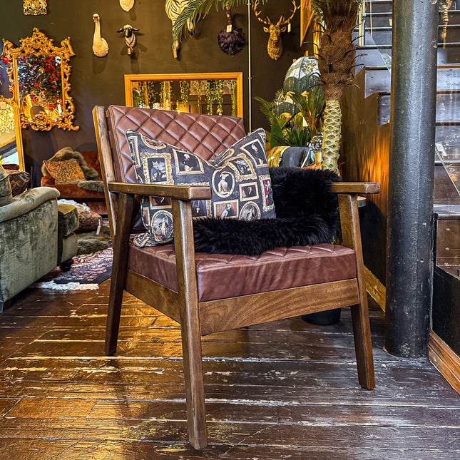 Kodu Quilted Accent Chair in Leather - New