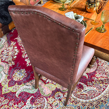 Kodu Tall Dining Chair in Brown Leather - Clearance