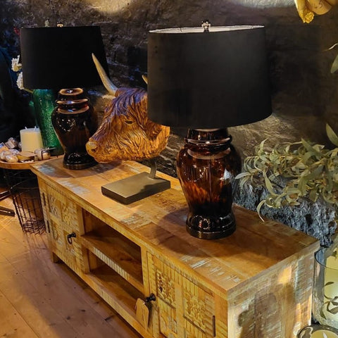 Amber Dapple Acanthus Table Lamp (44 x 44 x 76cm)