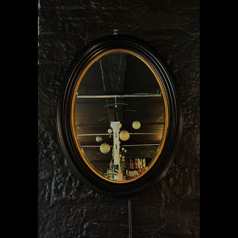 Large Black and Gold Oval Mirror (92 x 8 x 122cm)