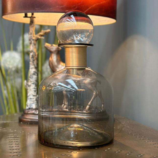 Large Smoke Grey Glass Apothecary Bottle