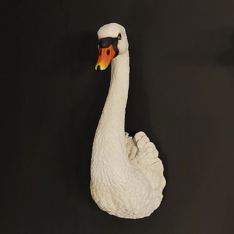 Large White Swan Head Wall Mount