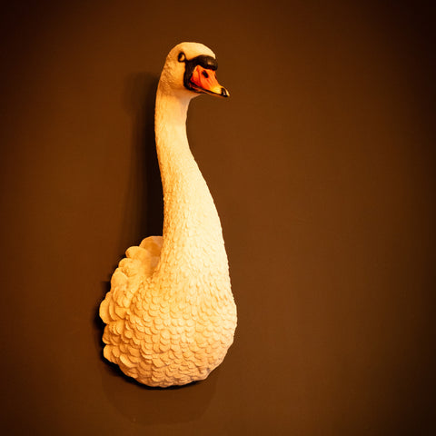 Large White Swan Head Wall Mount