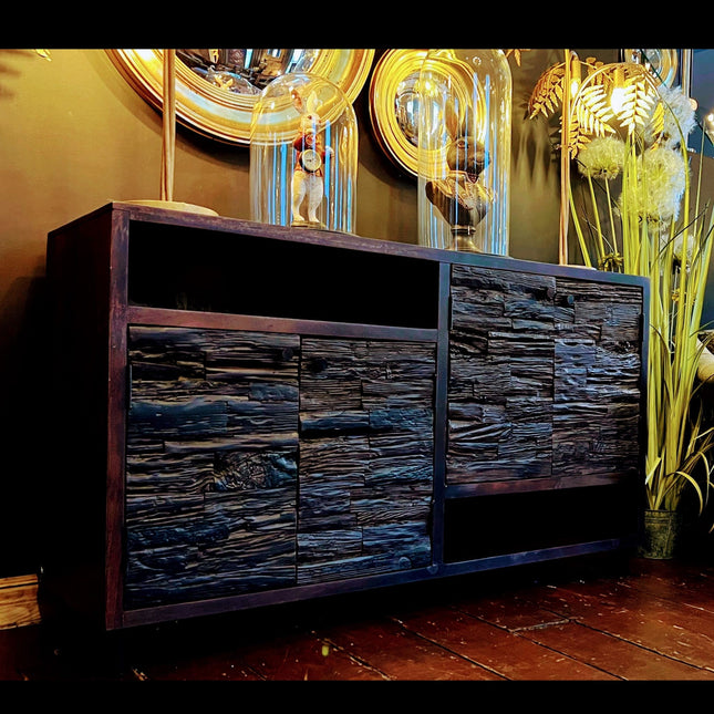 Large Black Wooden Sideboard - Clearance