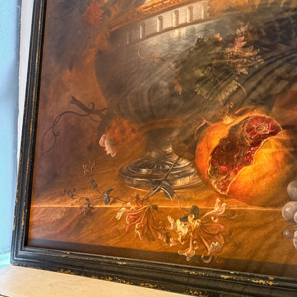 Large Boho Floral Painting - Black