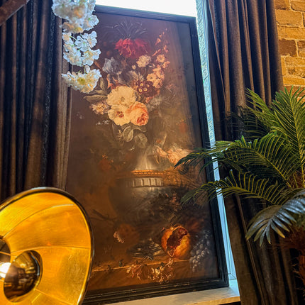 Large Boho Floral Painting - Black