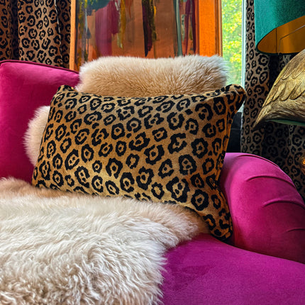 Cushion in Leopard Gold Feather Filled (Various Sizes)
