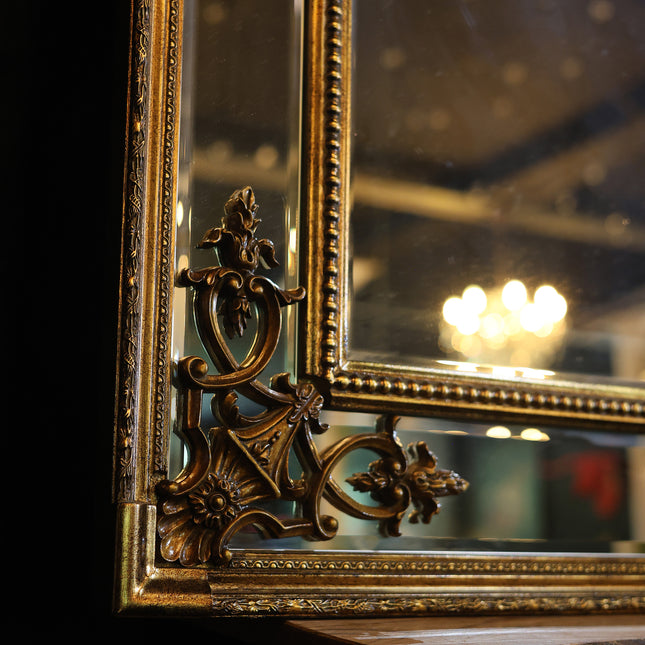 Large Gold French Mirror with Crest