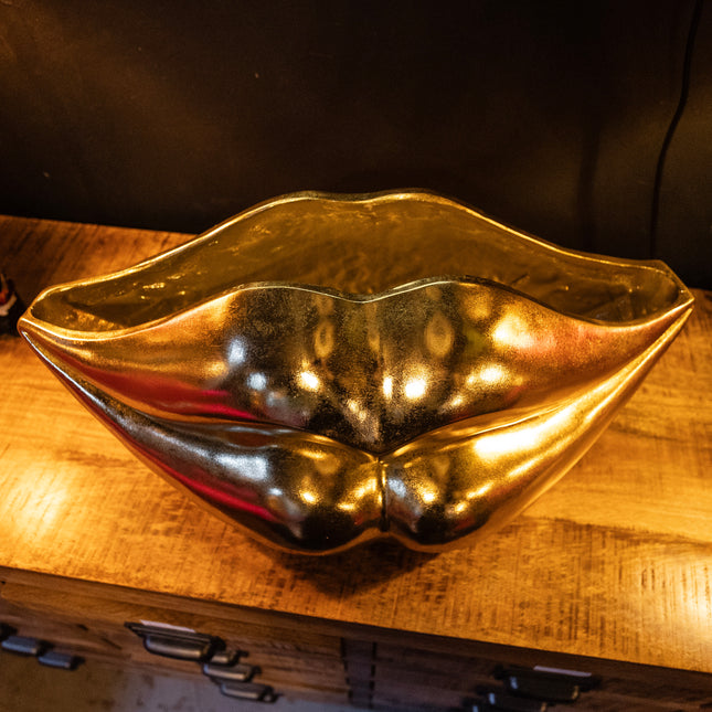 Large Gold Lips Planter