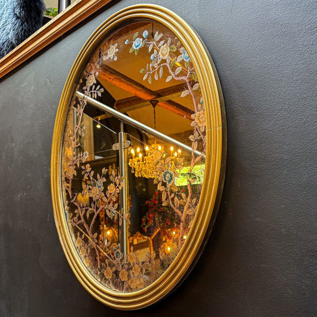 Large Oval Botanical Glass Wall Mirror - New