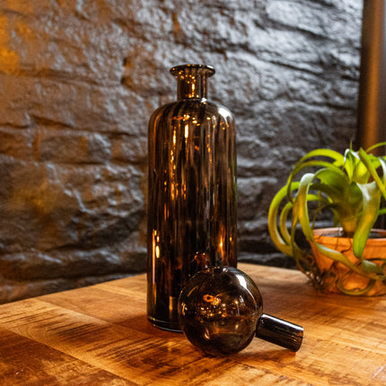 Large Tortoiseshell Effect Glass Bottle with Ball Top