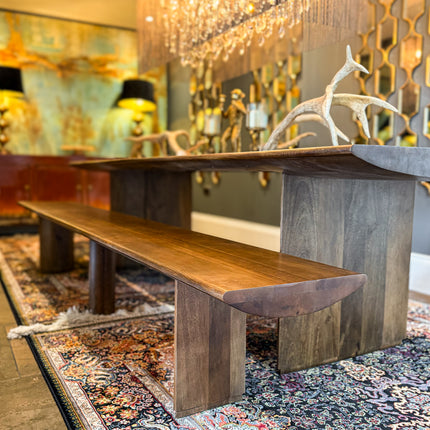 Large Wooden Ranch Dining Bench