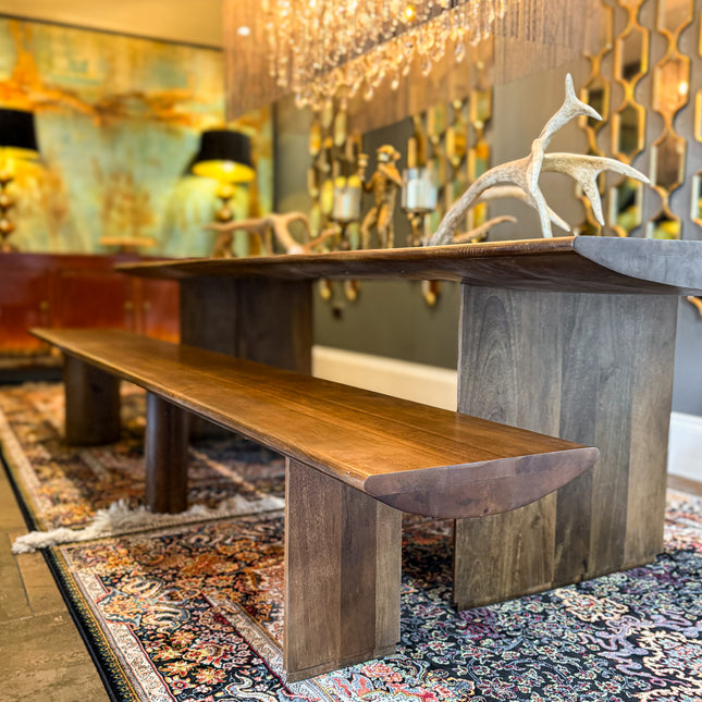 Large Wooden Ranch Dining Bench