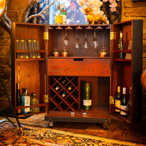 Leather Large Two Door Wine/Bar Cabinet