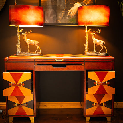 Leather Tri-Colour Writing Desk - Handcrafted