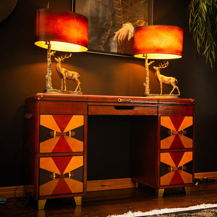 Leather Tri-Colour Writing Desk - Handcrafted