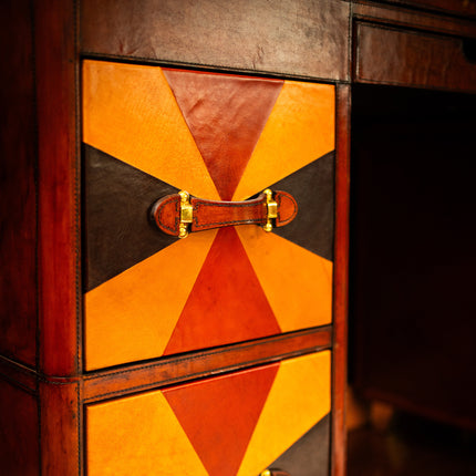 Leather Tri-Colour Writing Desk - Handcrafted